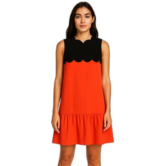 Victoria Beckham for target orange dress Scalloped Shift Dress size M posh spice - Picture 1 of 9